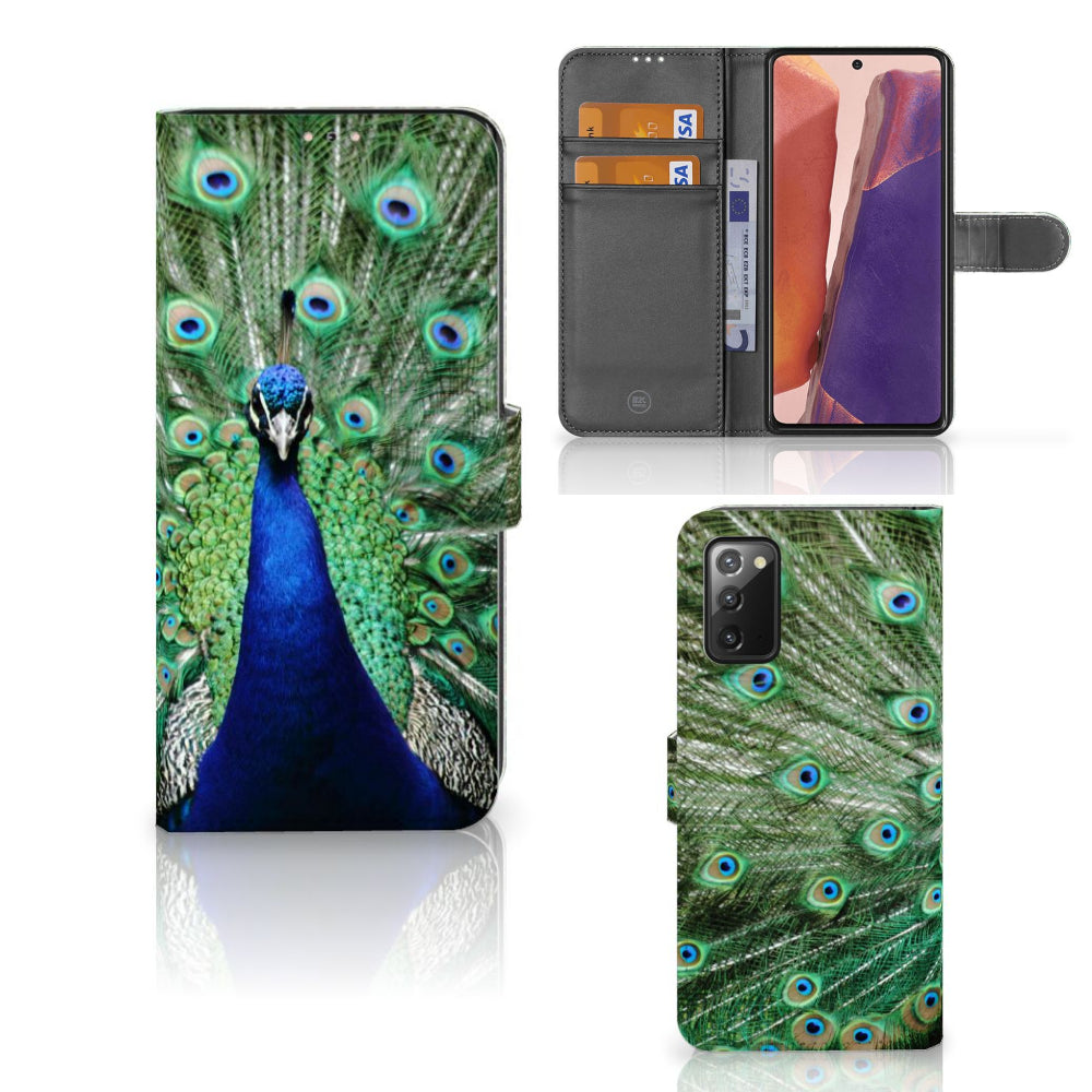 Samsung Galaxy Note 20 Telefoonhoesje met Pasjes Pauw