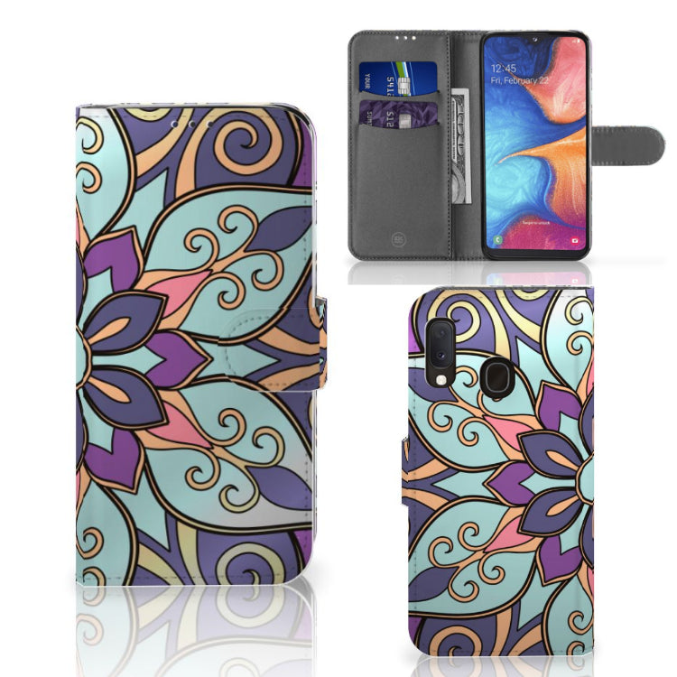 Samsung Galaxy A20e Hoesje Purple Flower