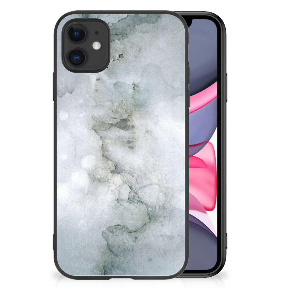 Kleurrijke Telefoonhoesje iPhone 11 Painting Grey met watercoloring design en zwarte randen, speciaal voor Apple iPhone 11.