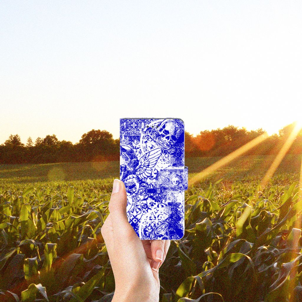 Telefoonhoesje met Naam Nokia 7 Angel Skull Blauw