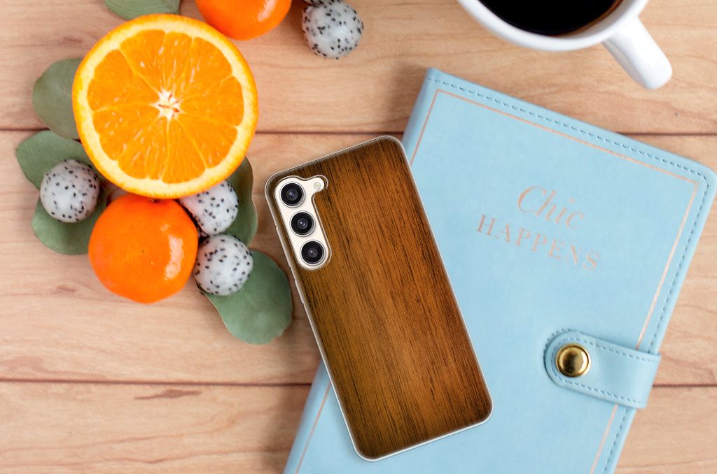 Samsung Galaxy S23 Plus Bumper Hoesje Donker Hout