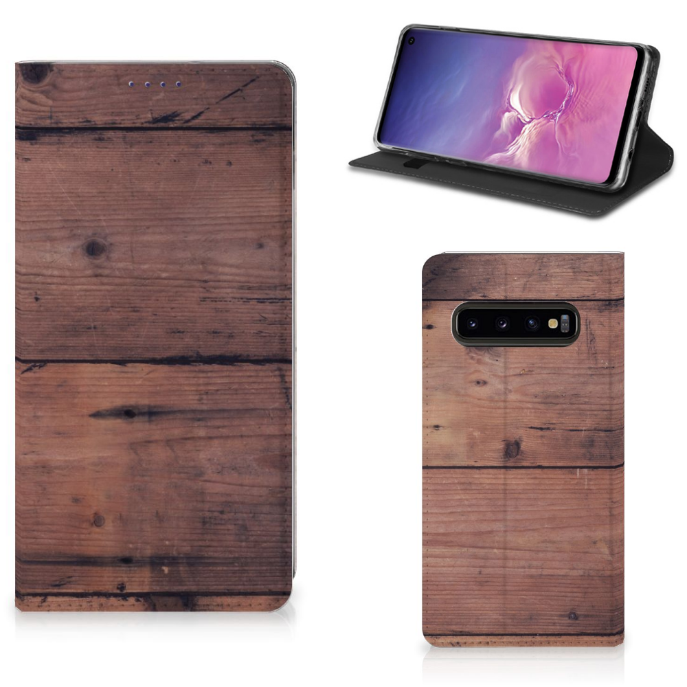 Samsung Galaxy S10 Book Wallet Case Old Wood