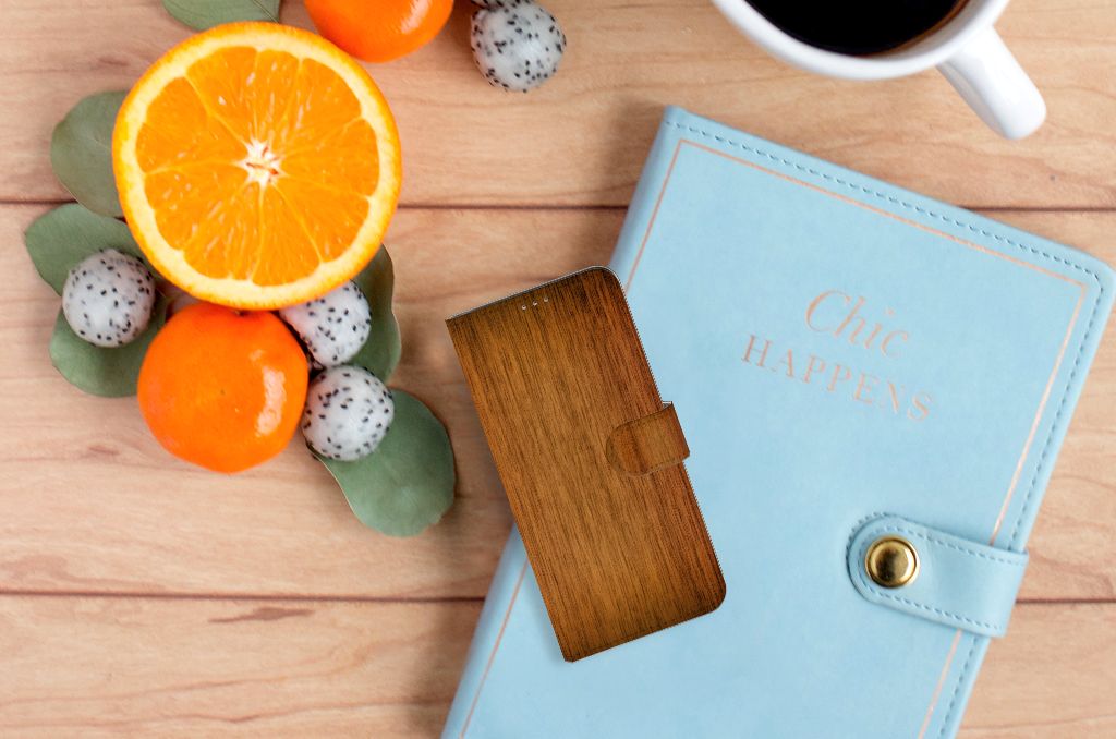 Motorola Moto G60 Book Style Case Donker Hout