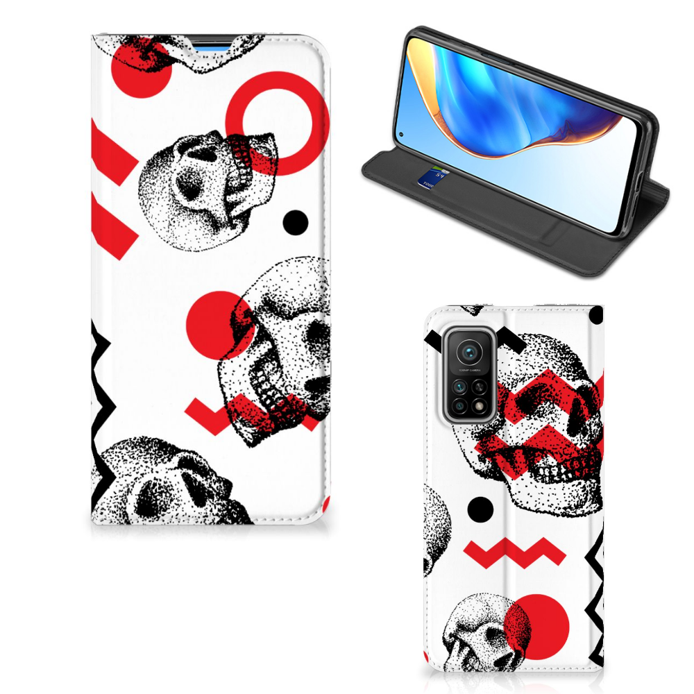 Mobiel BookCase Xiaomi Mi 10T | 10T Pro Skull Red - B2C Telecom