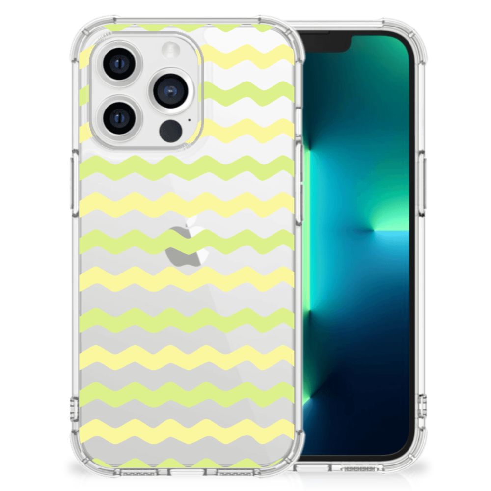 Apple iPhone 13 Pro Doorzichtige Silicone Hoesje Waves Yellow B2C Telecom