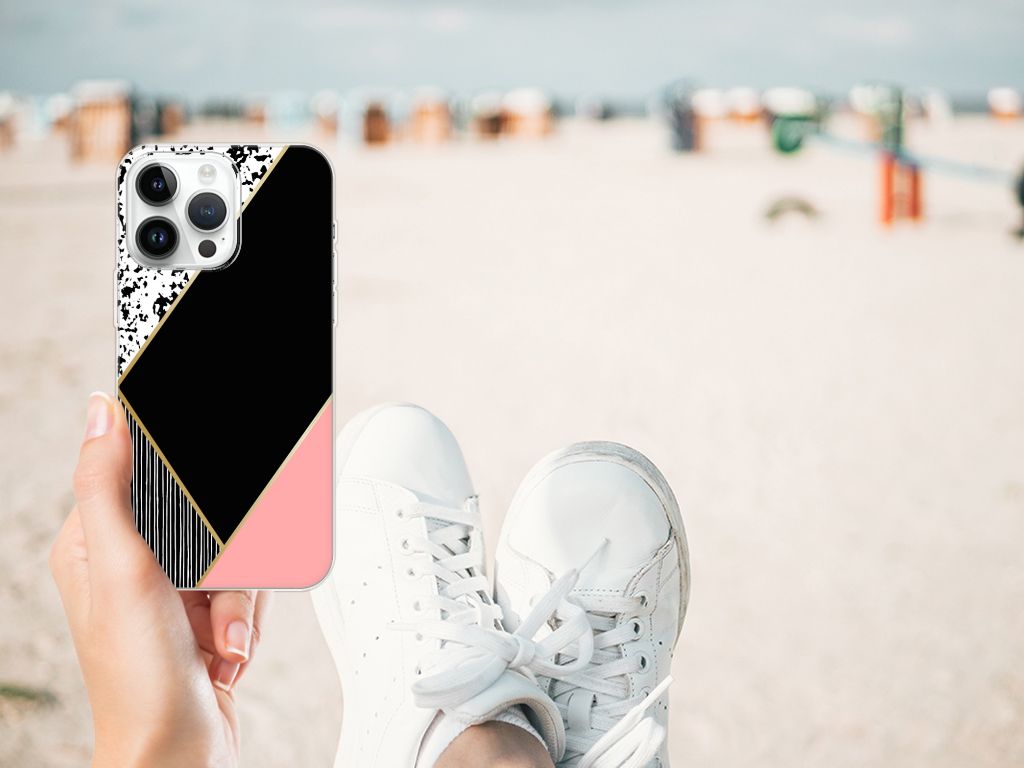 iPhone 14 Pro Max TPU Hoesje Zwart Roze Vormen B2C Telecom