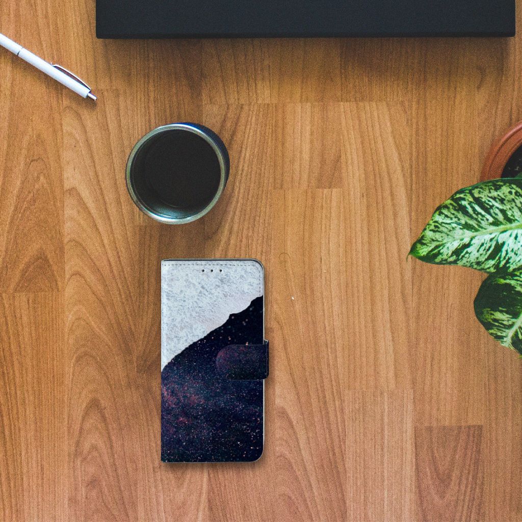 Sea In Space Hoesje Alcatel 1B (2020) Abstract Kunstleer TPU Paars Wit Meerkleurig Met Pasjesvak | Book Case
