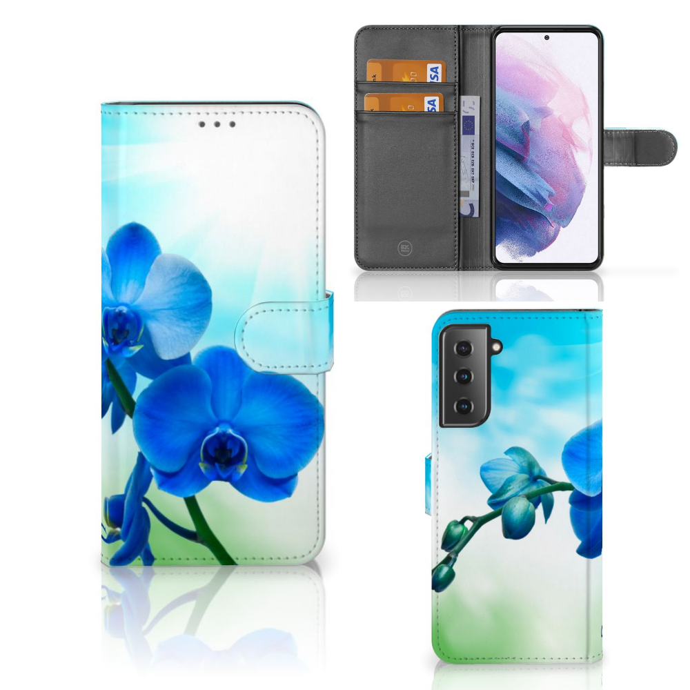 Samsung Galaxy S21 Plus Hoesje Orchidee Blauw - Cadeau voor je Moeder