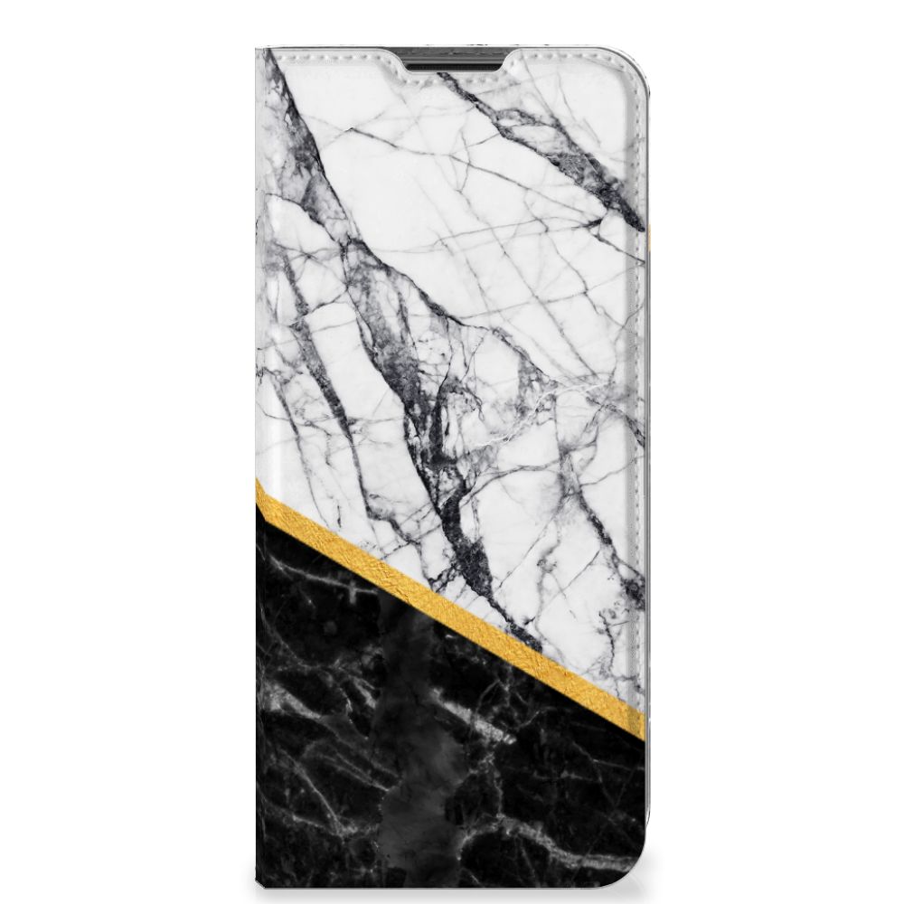 Nokia G50 Standcase Marmer Wit Zwart - Origineel Cadeau Man - B2C Telecom