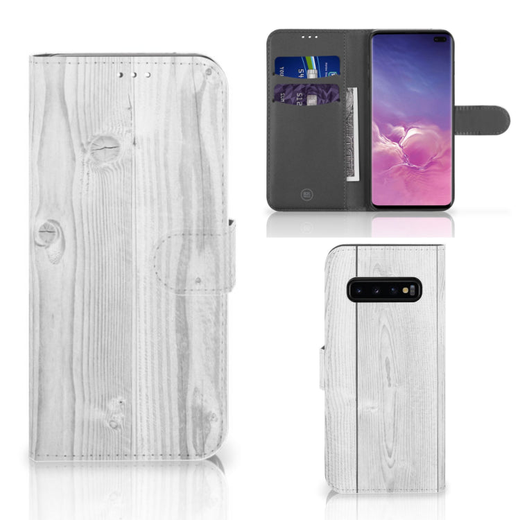 Samsung Galaxy S10 Plus Book Style Case White Wood