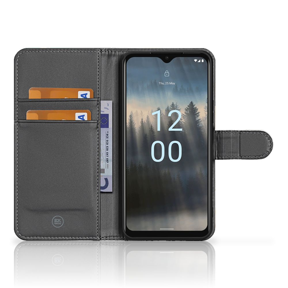Bookcase voor Nokia C12 Marmer Groen