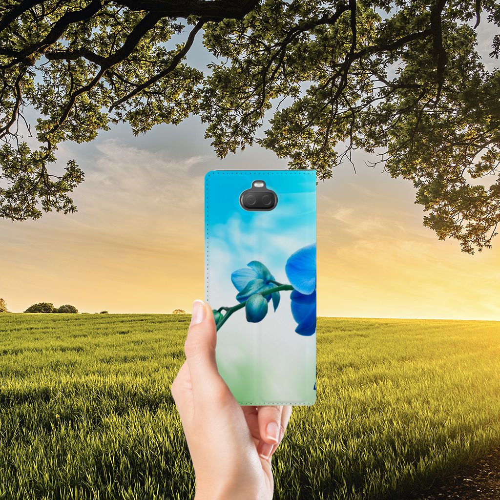 Sony Xperia 10 Plus Smart Cover Orchidee Blauw - Cadeau voor je Moeder