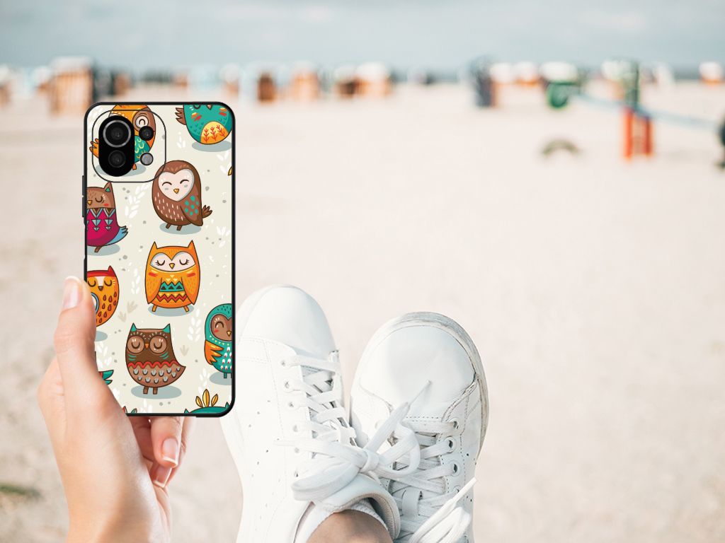 Xiaomi 11 Lite 5G NE | Mi 11 Lite Dierenprint Telefoonhoesje Vrolijke Uilen B2C Telecom