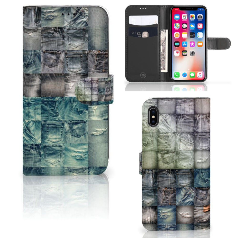 Wallet Case met Pasjes Apple iPhone Xs Max Spijkerbroeken