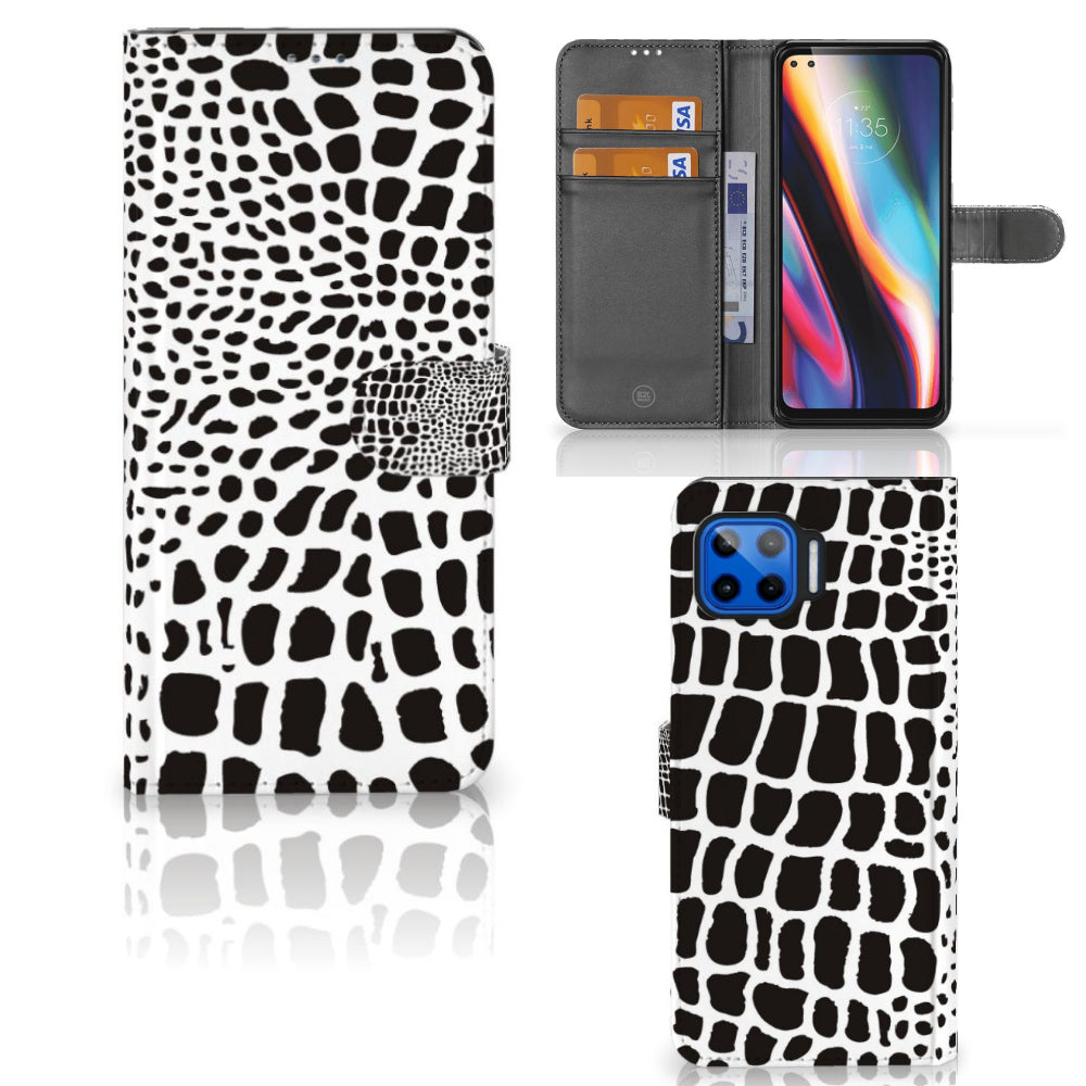 Motorola Moto G 5G Plus Telefoonhoesje met Pasjes Slangenprint