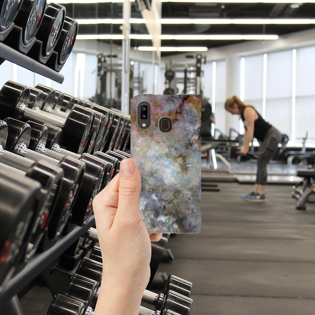 Samsung Galaxy A30 Standcase Marmer Grijs
