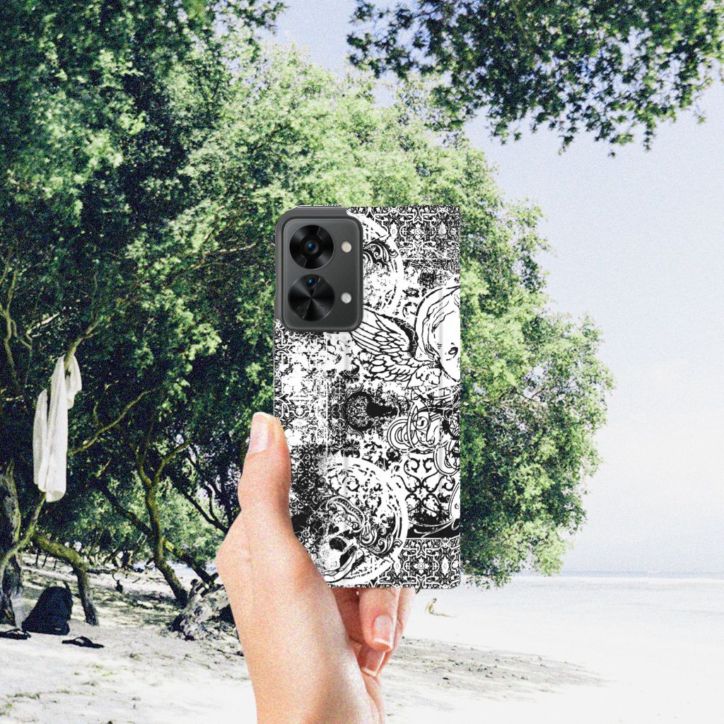 Mobiel BookCase OnePlus Nord 2T Skulls Angel - B2C Telecom