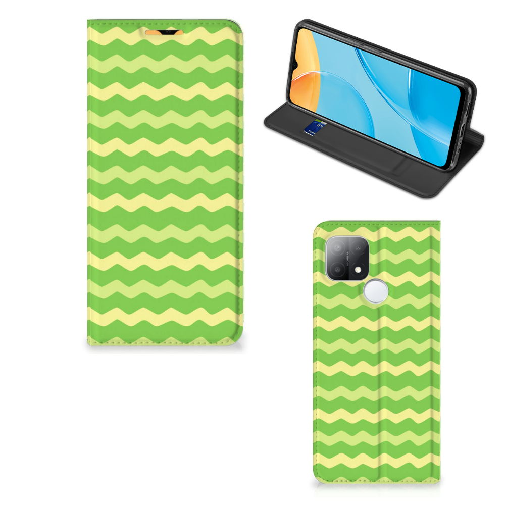 OPPO A15 Hoesje met Magneet Waves Green - B2C Telecom
