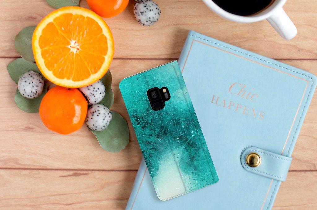 Bookcase Samsung Galaxy S9 Painting Blue