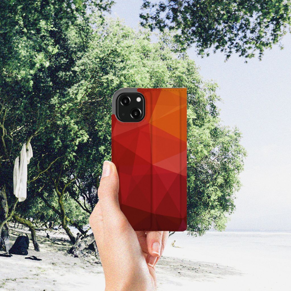 Stand Case voor iPhone 13 Polygon Red