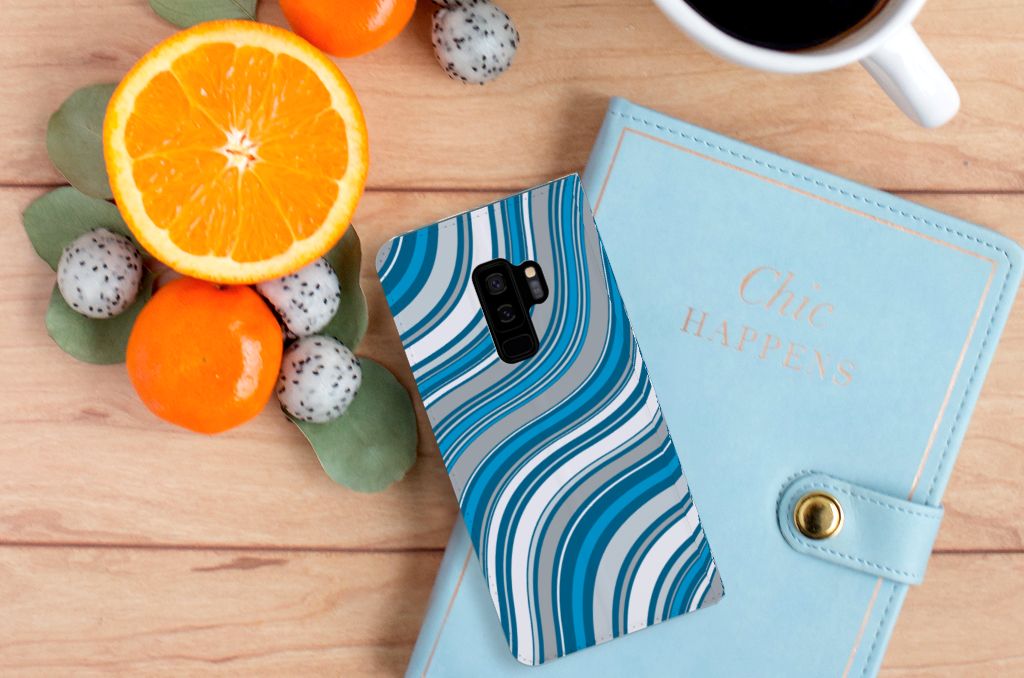 Samsung Galaxy S9 Plus Hoesje met Magneet Waves Blue