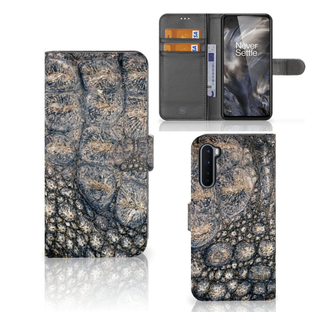 OnePlus Nord Telefoonhoesje met Pasjes Krokodillenprint