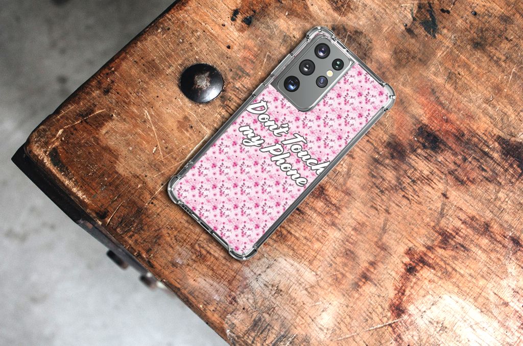 Samsung Galaxy S21 Ultra Anti Shock Case Flowers Pink DTMP