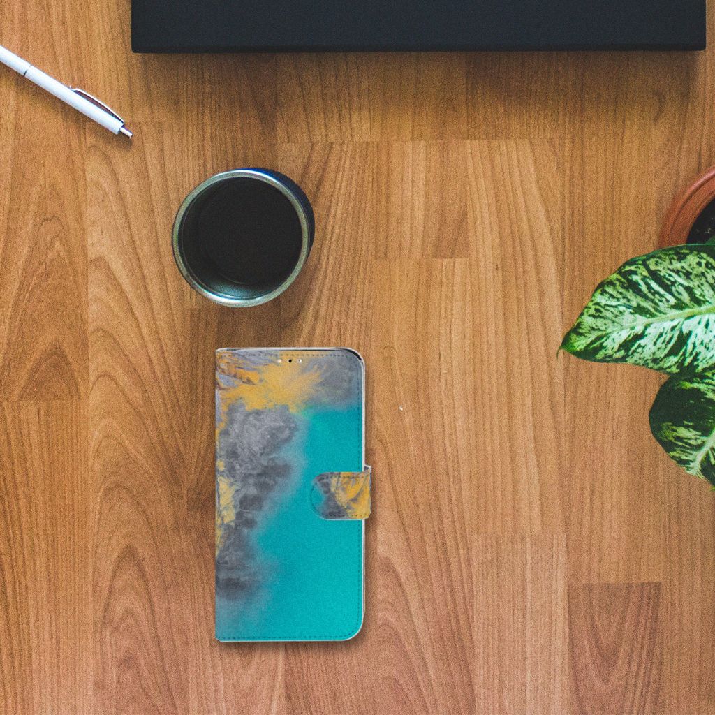 Huawei Y6 (2019) Bookcase Marble Blue Gold