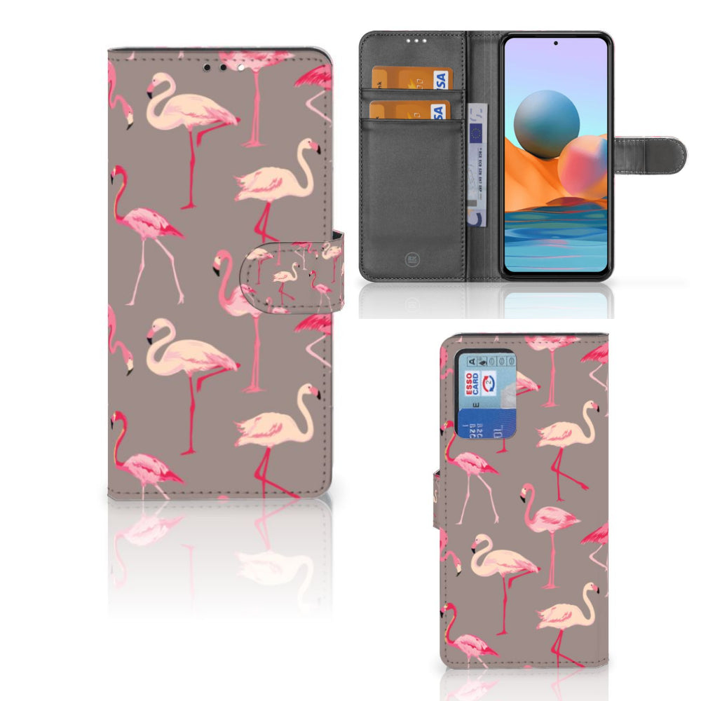 Xiaomi Redmi Note 10 Pro Telefoonhoesje met Pasjes Flamingo