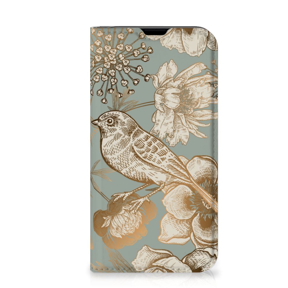 Smart Cover voor iPhone 13 Mini Vintage Bird Flowers - B2C Telecom