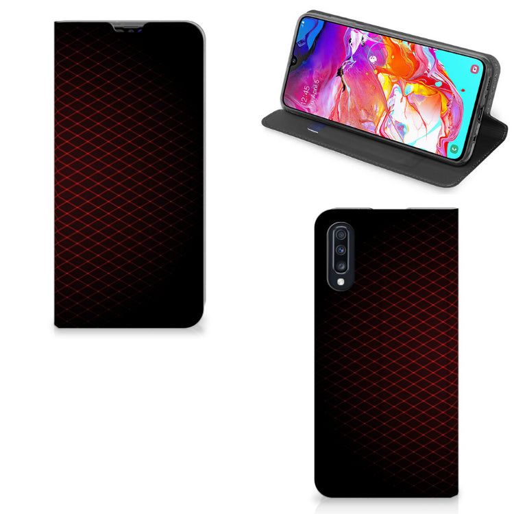 Samsung Galaxy A70 Hoesje met Magneet Geruit Rood