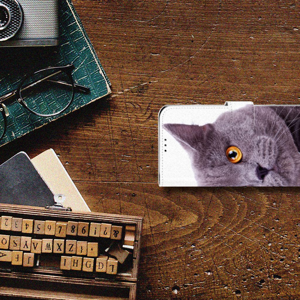 Motorola Moto G7 Power Telefoonhoesje met Pasjes Kat