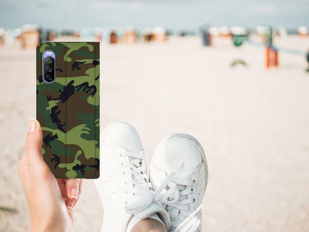 Sony Xperia 10 III Hoesje met Magneet Army Dark - B2C Telecom