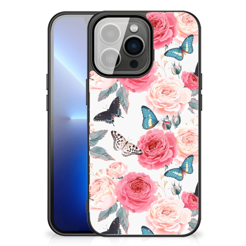 iPhone 13 Pro Max Bloemen Hoesje Butterfly Roses