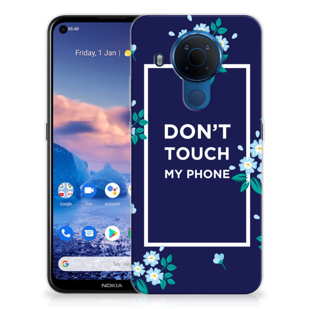 Nokia 5.4 Silicone-hoesje Flowers Blue DTMP