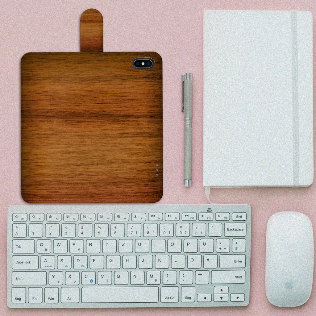 Apple iPhone Xs Max Book Style Case Donker Hout
