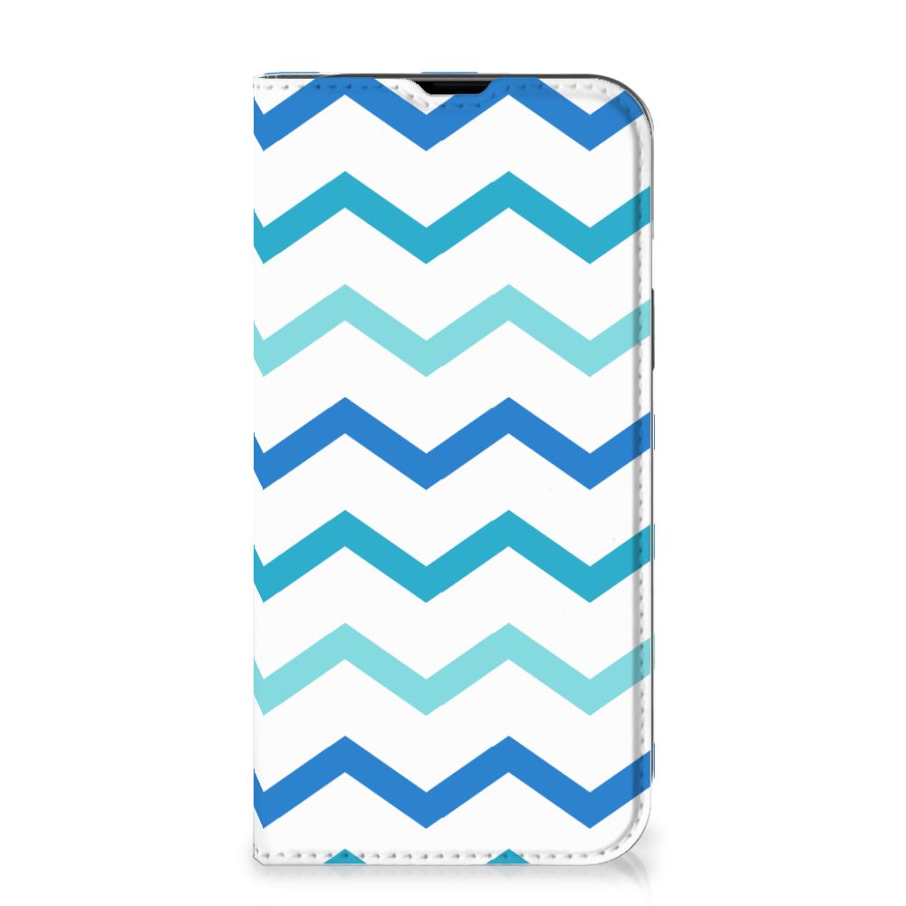 iPhone 14 Hoesje met Magneet Zigzag Blauw