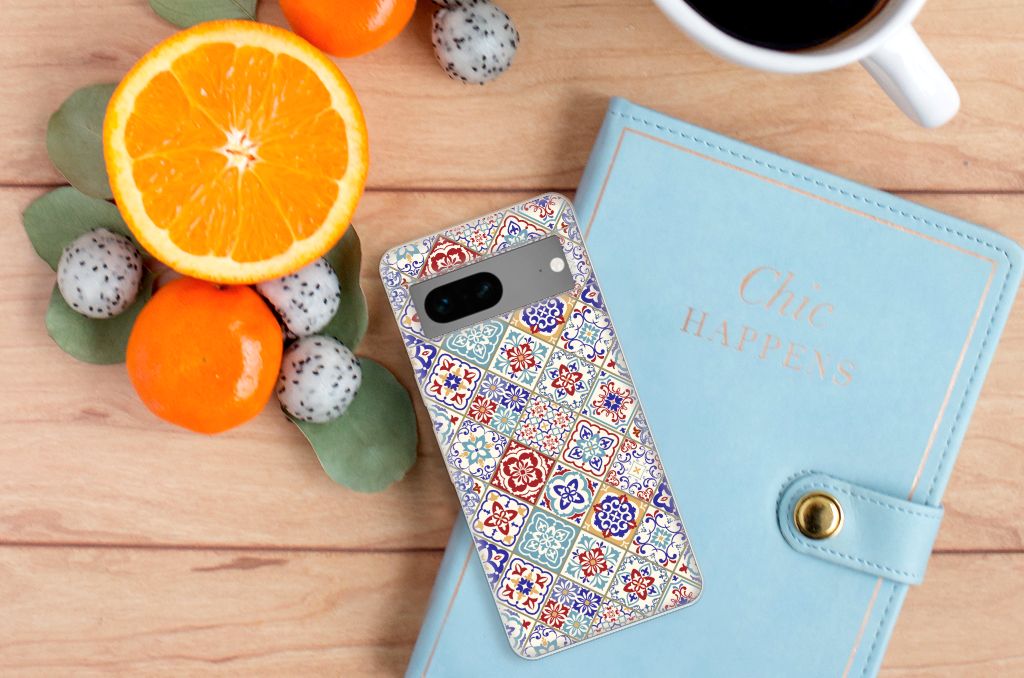 Google Pixel 7 TPU Siliconen Hoesje Tiles Color B2C Telecom
