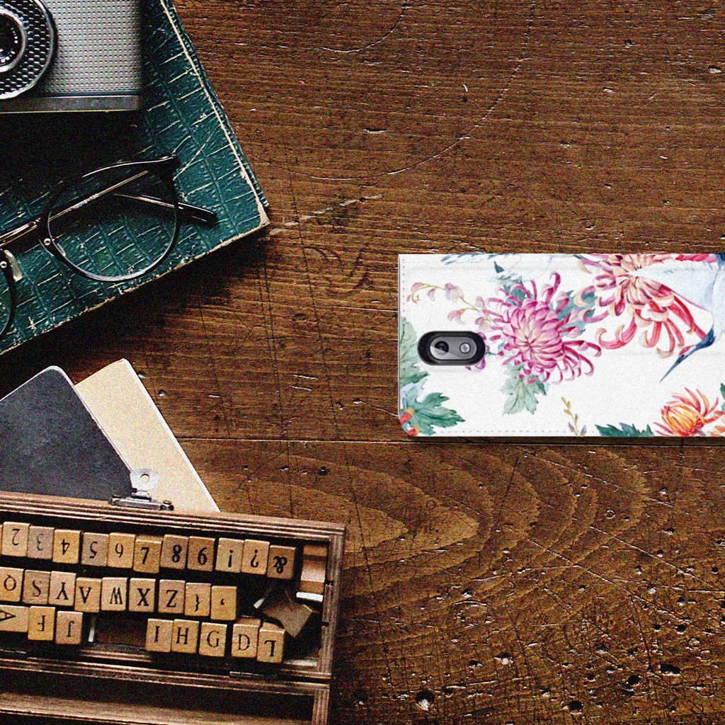 Nokia 3.1 (2018) Hoesje maken Bird Flowers
