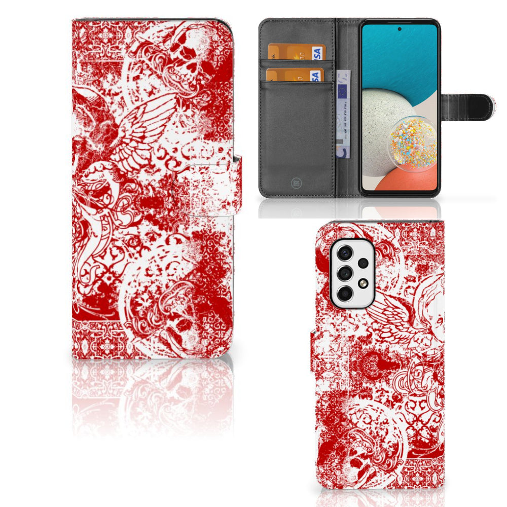 Telefoonhoesje met Naam Samsung Galaxy A53 Angel Skull Rood