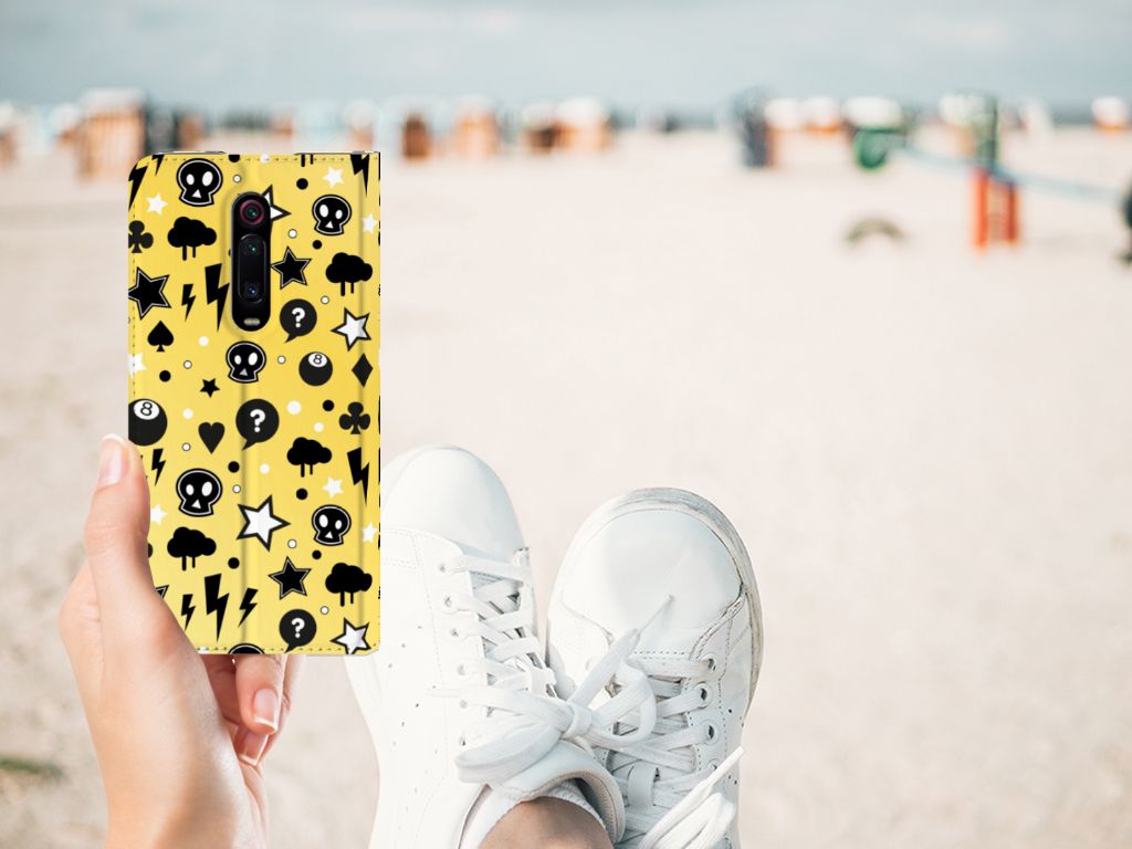 Mobiel BookCase Xiaomi Mi 9T Pro Punk Geel - B2C Telecom