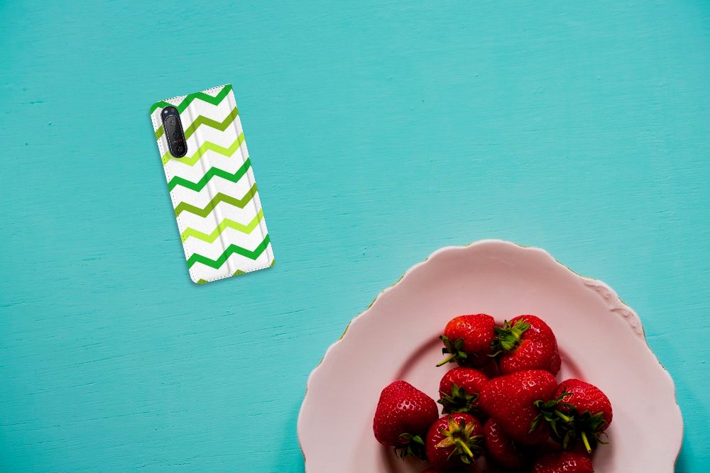 Sony Xperia 5 II Hoesje met Magneet Zigzag Groen - B2C Telecom