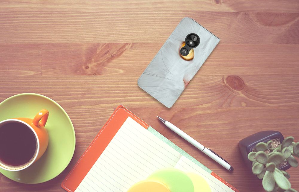 Motorola Moto E5 Play Hoesje maken Witte Kat