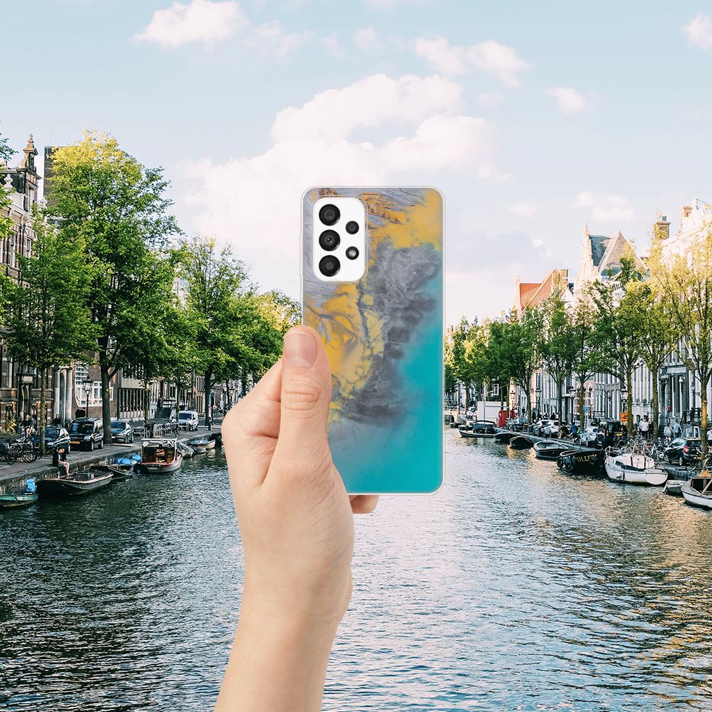 Samsung Galaxy A33 5G TPU Siliconen Hoesje Marble Blue Gold B2C Telecom