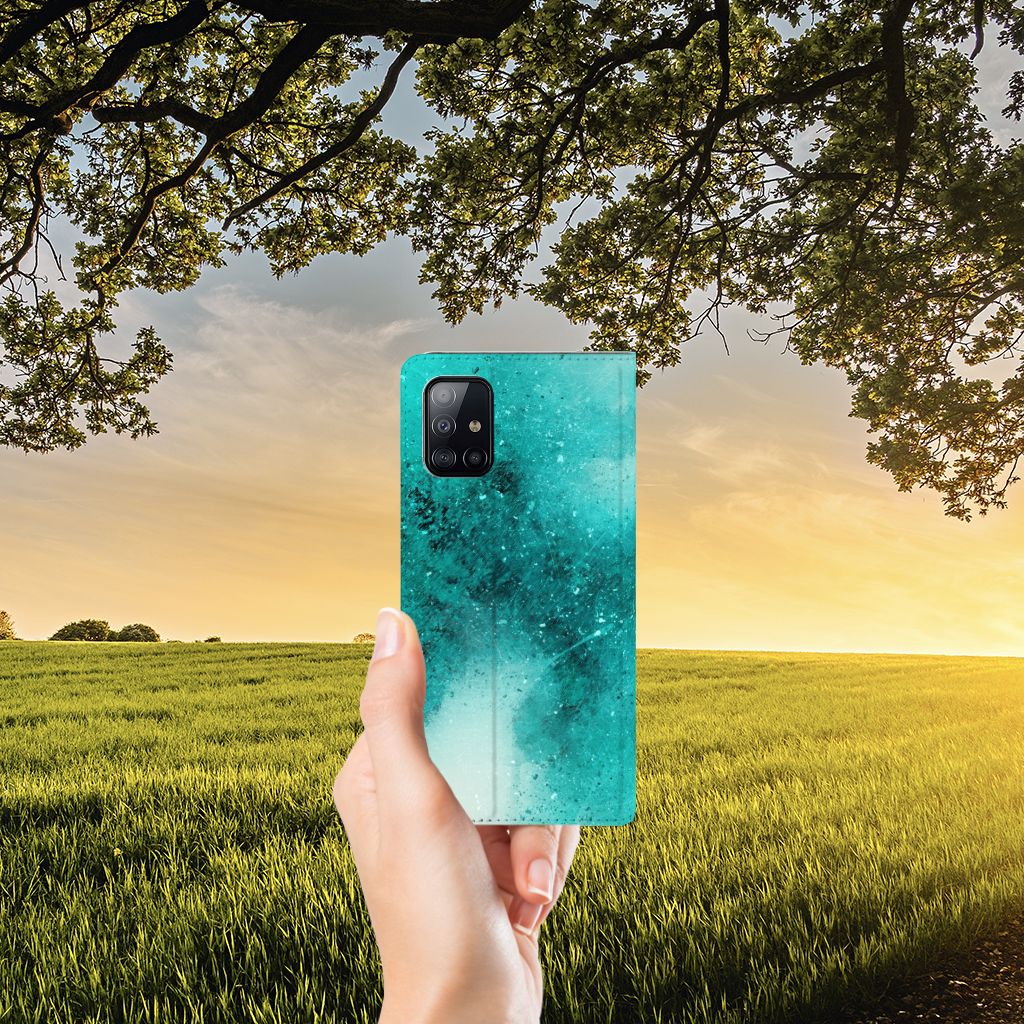 Bookcase Samsung Galaxy A71 Painting Blue - B2C Telecom