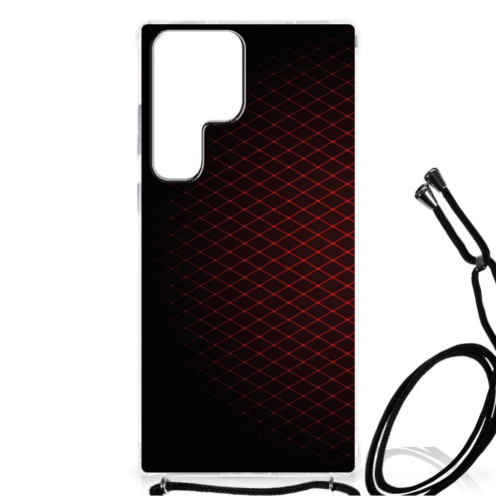 Samsung Galaxy S23 Ultra Doorzichtige Silicone Hoesje Geruit Rood B2C Telecom