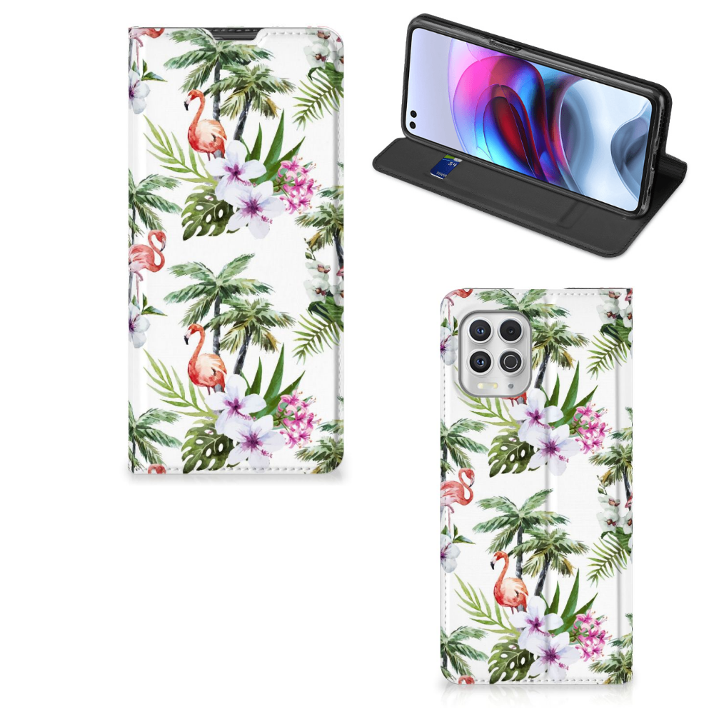 Motorola Moto G100 Hoesje maken Flamingo Palms - B2C Telecom