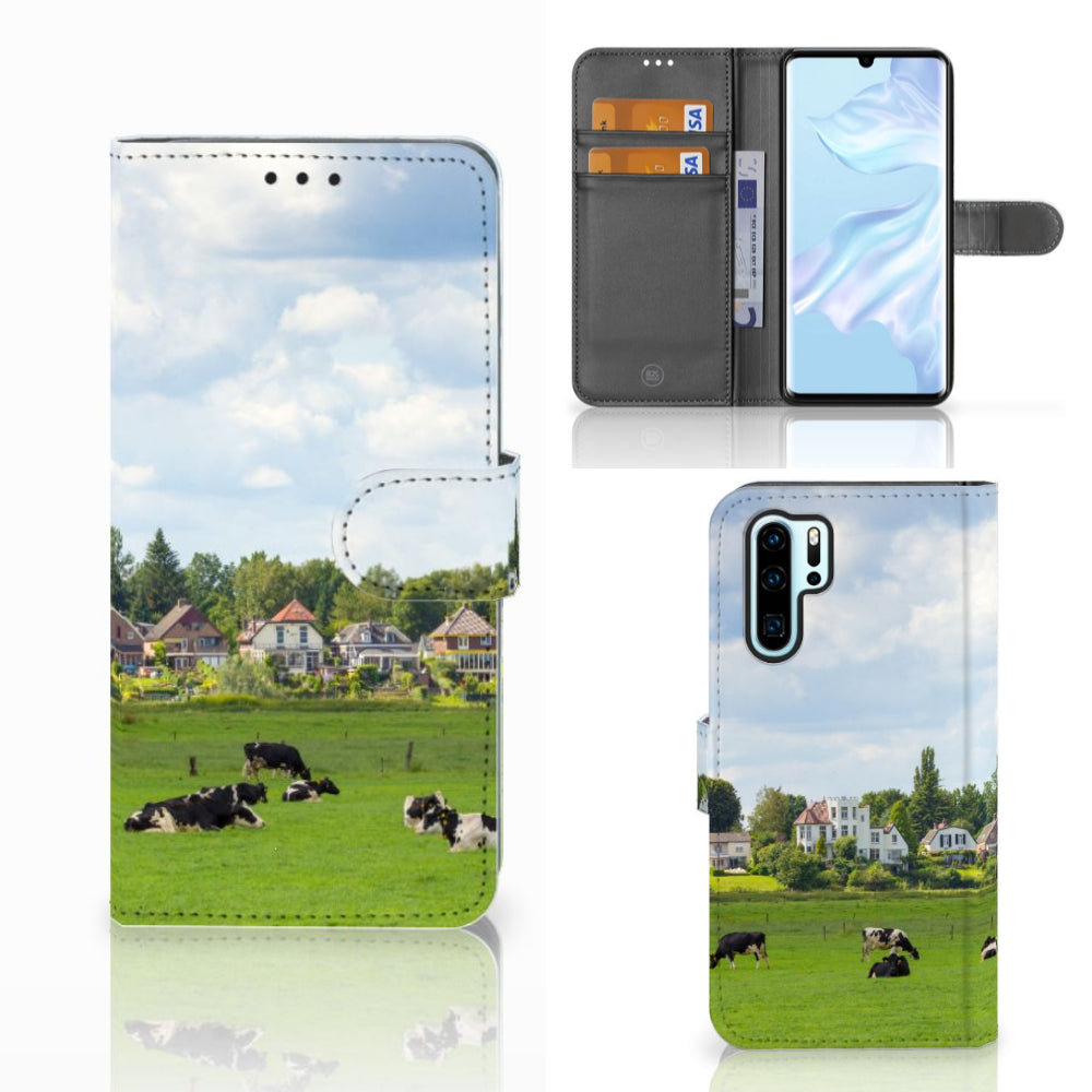 Huawei P30 Pro Telefoonhoesje met Pasjes Koeien