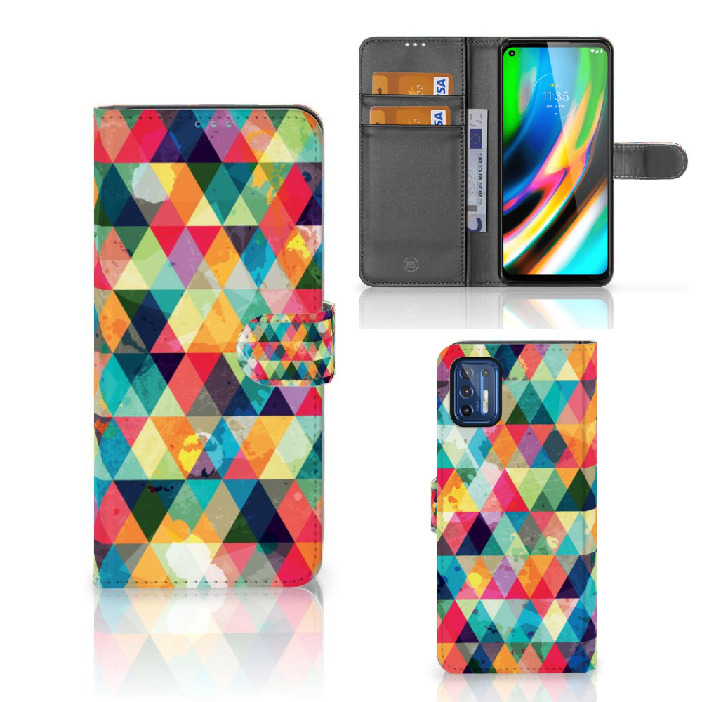 Motorola Moto G9 Plus Telefoon Hoesje Geruit