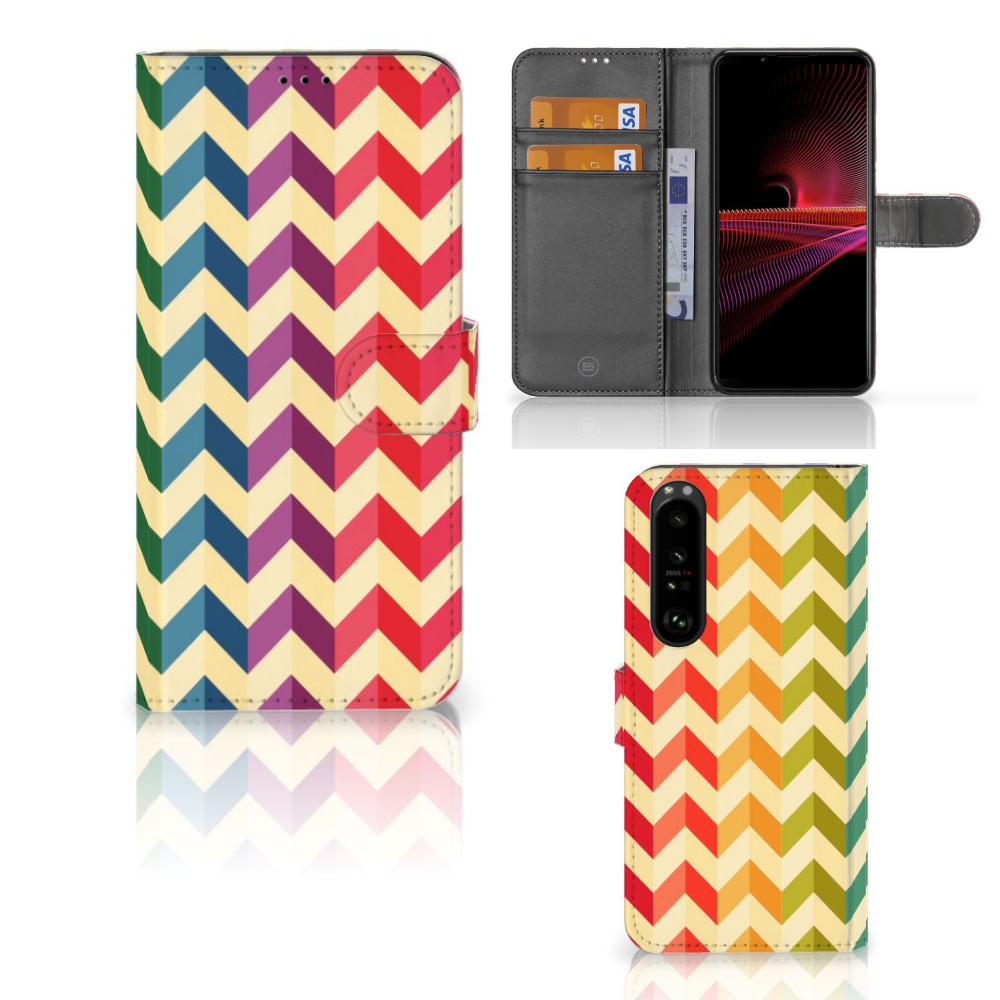 Sony Xperia 1 III Telefoon Hoesje Zigzag Multi Color
